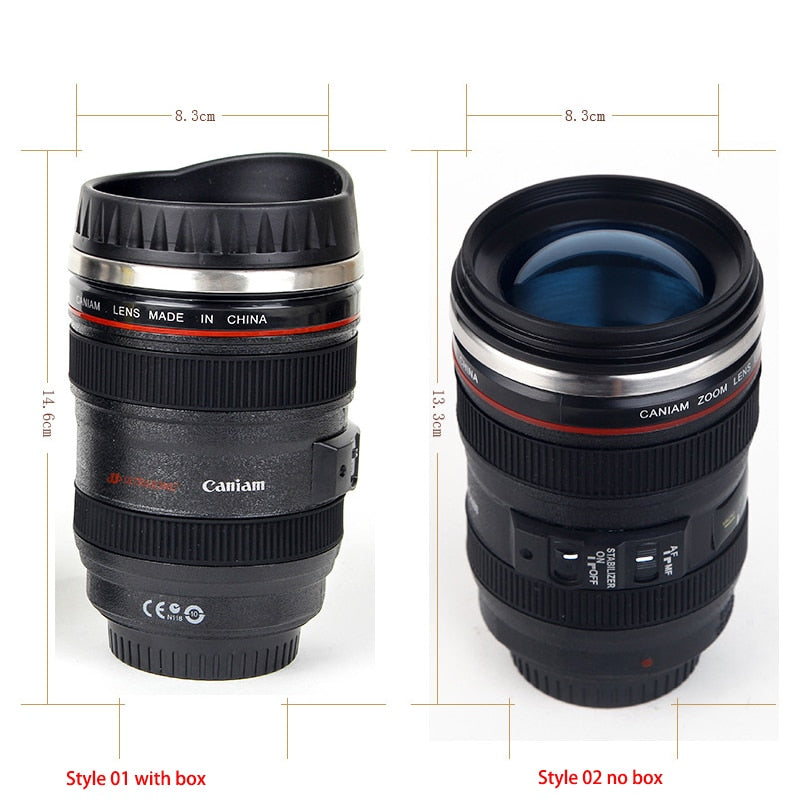 Stainless Steel Camera EF24-105mm Coffee Lens Mug White Black Coffee Mugs Creative Gift Coffee Cups canecas tazas vaso caf