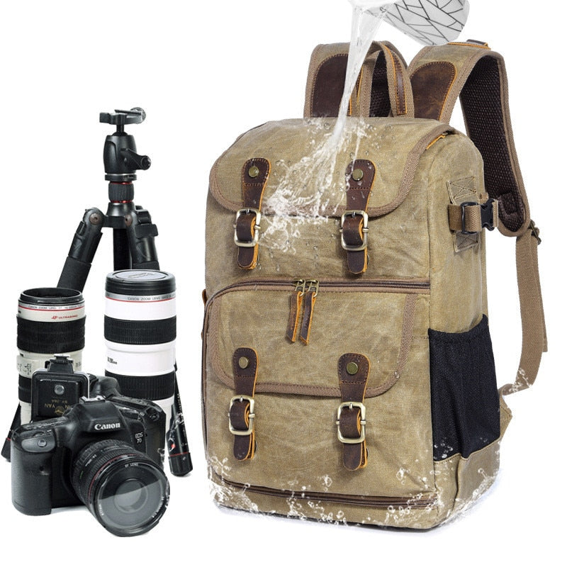 High Capacity Batik Canvas Fabric Photography Bag Outdoor Waterproof Camera Shoulders Backpack for Canon Nikon Sony DSLR SLR