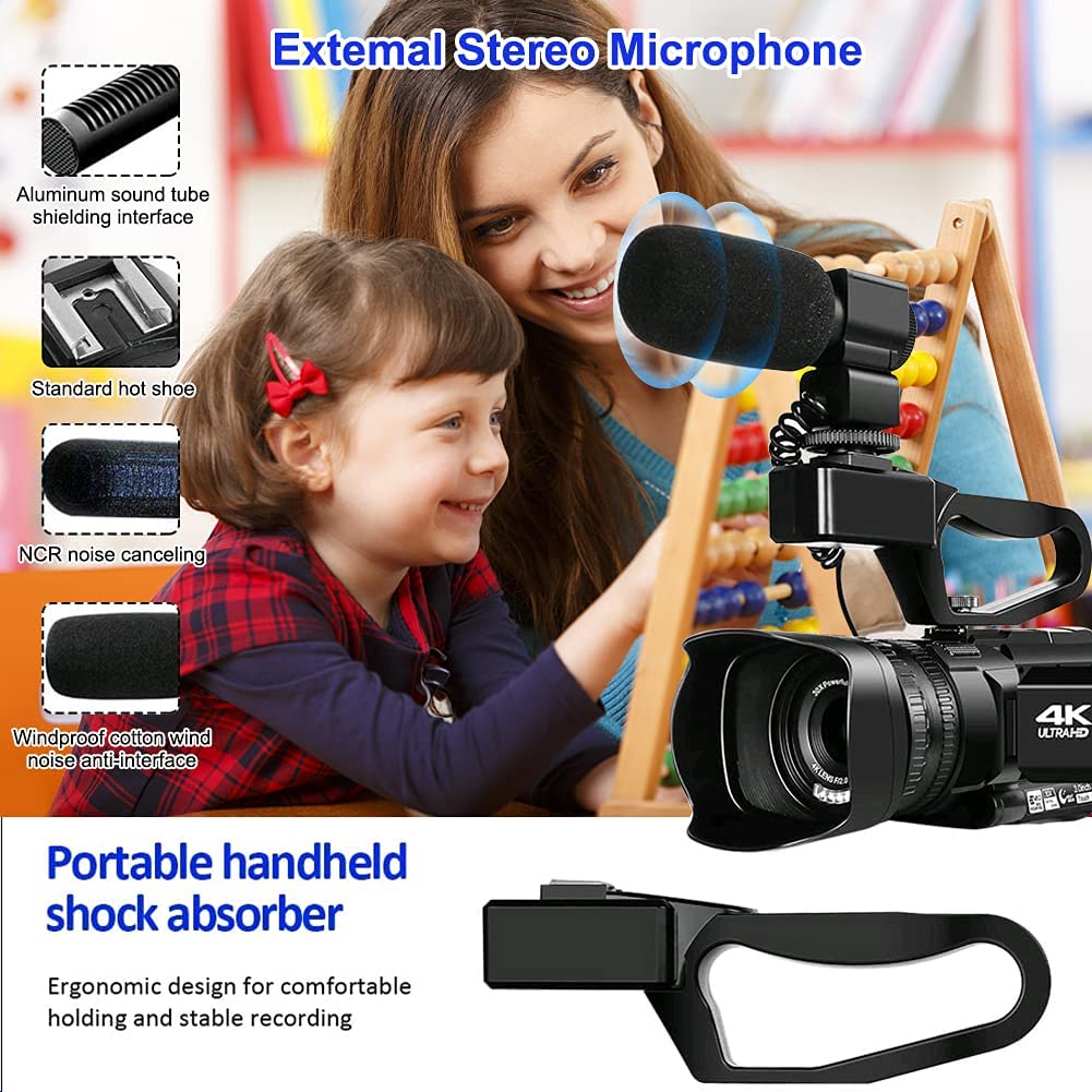 Professional 4K Video Camera 64MP Digital Camcorder For Youtube Vlog Recorder 4 Inch Touch Screen Webcam WiFi Camera Auto Focus