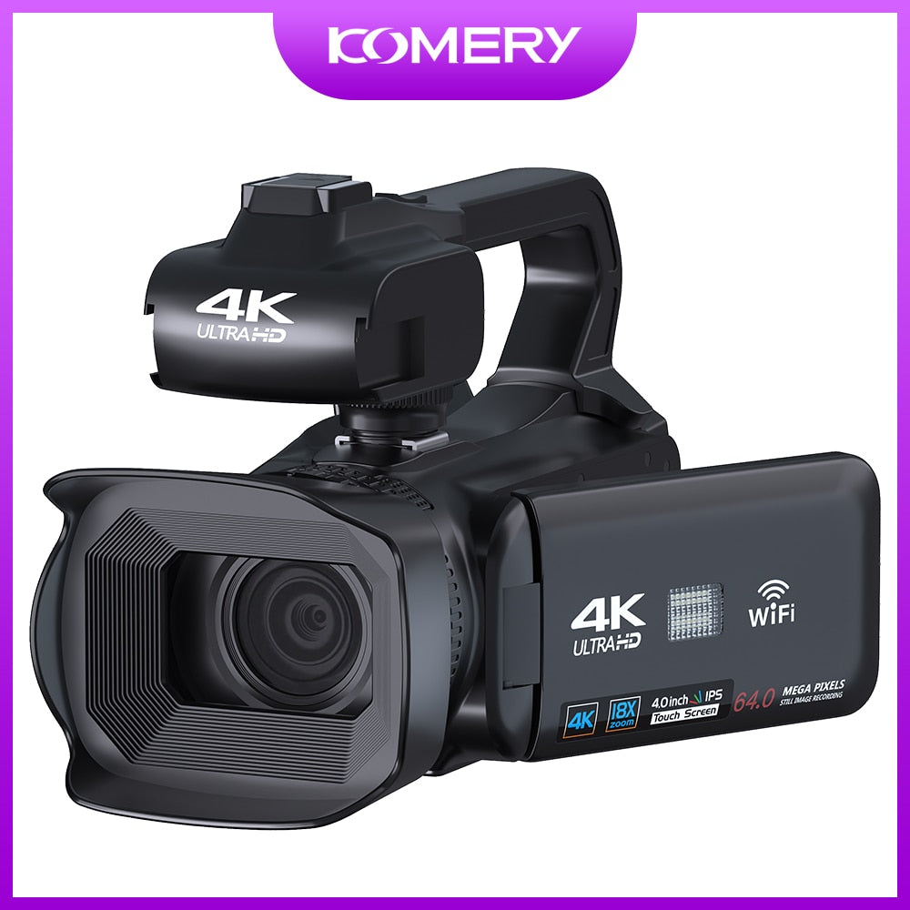 Professional 4K Video Camera 64MP Digital Camcorder For Youtube Vlog Recorder 4 Inch Touch Screen Webcam WiFi Camera Auto Focus