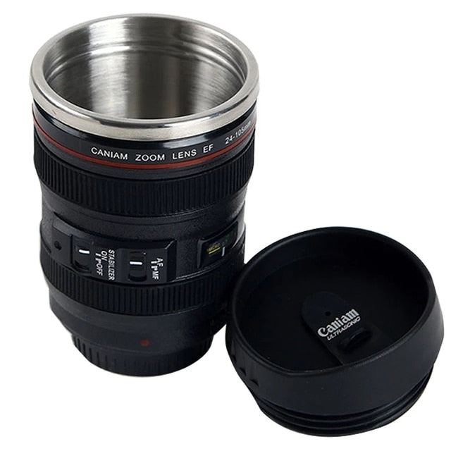 Stainless Steel Camera EF24-105mm Coffee Lens Mug White Black Coffee Mugs Creative Gift Coffee Cups canecas tazas vaso caf