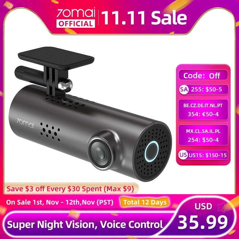 70mai Car DVR 1S APP English Voice Control 70mai 1S D06 1080P HD Night Vision 70mai 1S Dash Camera Recorder WiFi 70mai Dash Cam